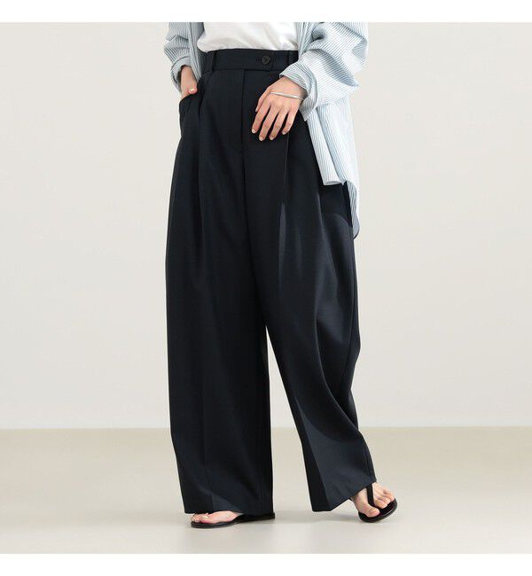 Demi-Luxe BEAMS 「エディター東原妙子 &times; Demi-Luxe BEAMS / ウォッシャブルウール バレルパンツ」|チノ|