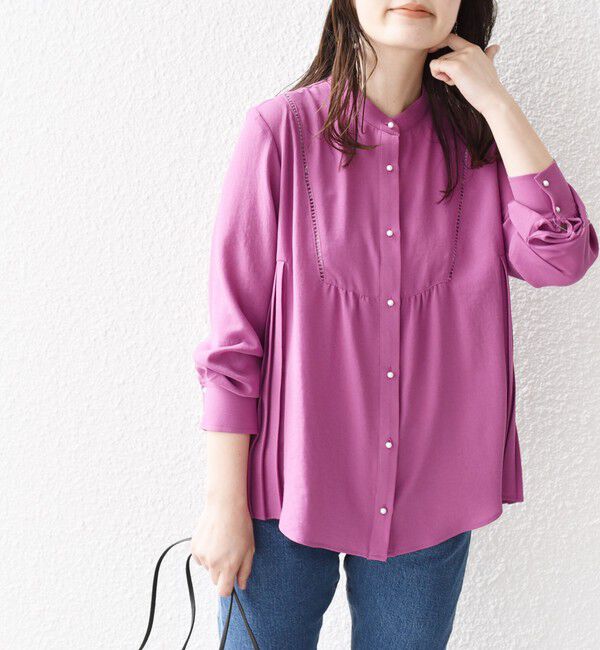 SHIPS for women「【WEB限定】〈手洗い可能〉ストレッチ ジョーゼット プリーツ ブラウス」|シャツ・ブラウス|