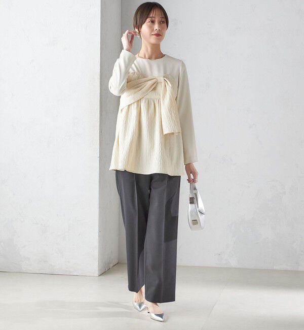 SHIPS for women「〈手洗い可能〉ジャカード ドッキング ビッグ リボン ブラウス」|シャツ・ブラウス|