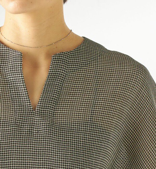 SHIPS for women「〈手洗い可能〉ミニ チェック カラミ スキッパー プルオーバー」|シャツ・ブラウス|