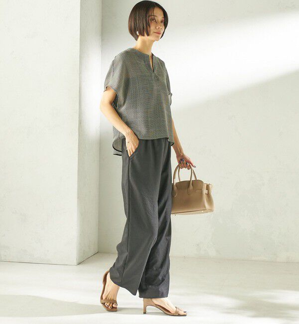 SHIPS for women「〈手洗い可能〉ミニ チェック カラミ スキッパー プルオーバー」|シャツ・ブラウス|