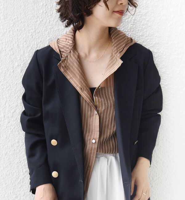 SHIPS for women「【WEB限定】〈手洗い可能〉シアー ストライプ フード 羽織り シャツ」|シャツ・ブラウス|