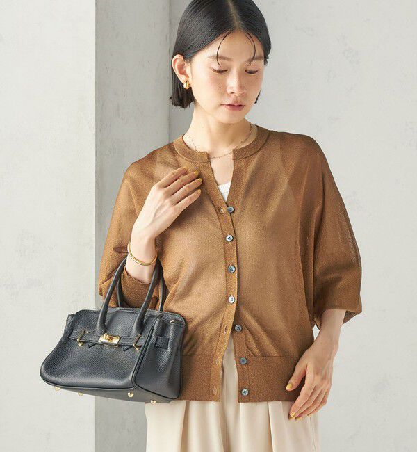 SHIPS for women「〈手洗い可能〉ラメ シアー キーネック ドルマン カーディガン」|カーディガン|