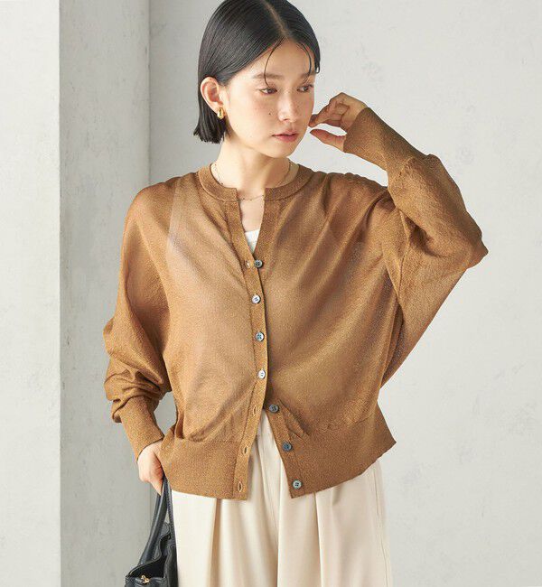 SHIPS for women「〈手洗い可能〉ラメ シアー キーネック ドルマン カーディガン」|カーディガン|