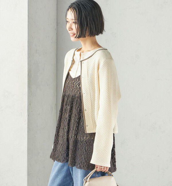 SHIPS for women「《予約》〈手洗い可能〉ワッフル ラッセル スナップ 釦 カーディガン」|カーディガン|