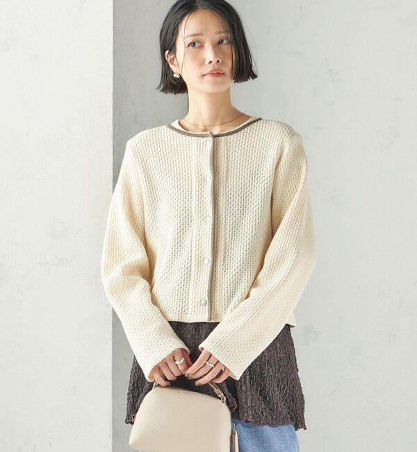 SHIPS for women「《予約》〈手洗い可能〉ワッフル ラッセル スナップ 釦 カーディガン」|カーディガン|
