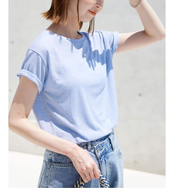 SLOBE IENA「《追加》スラブ5分袖TEE」|Tシャツ・カットソー|サックスブルー B