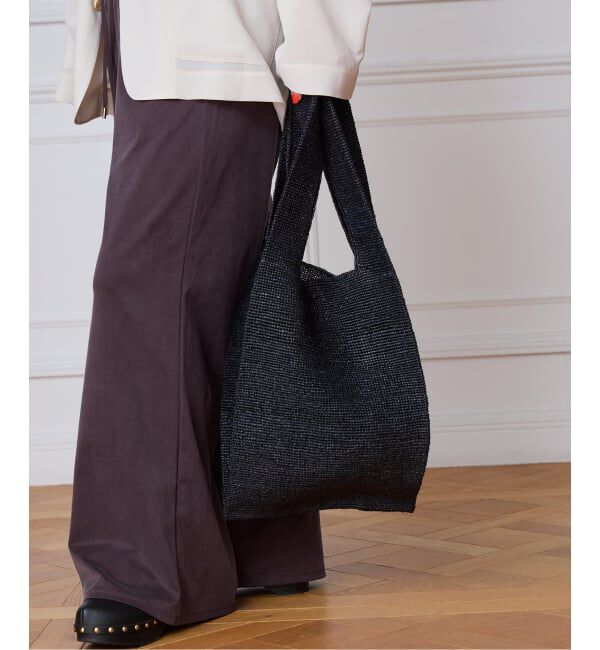 IENA LA BOUCLE「seya. セヤ RAFFIA SHOPPING BAG PEFA137-1」|かごバッグ|ブラック