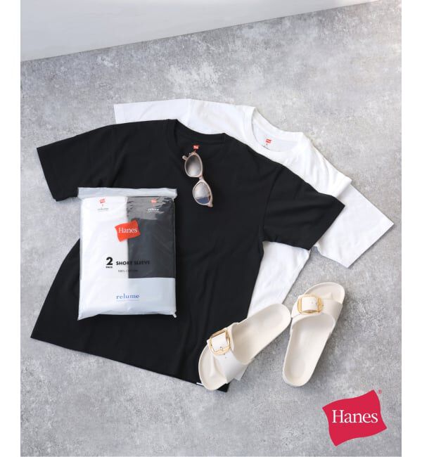 JOURNAL STANDARD relume「【Hanes &times; relume】別注 ウォッシュドコットン クルーネックTシャツ＜2枚セット＞」|Tシャツ・カットソー|ブラック