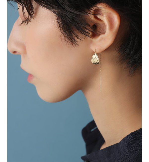 Lilas by Spick&Span「ティアドロップテクスチャーモチーフピアス K10（両耳）」|ピアス|