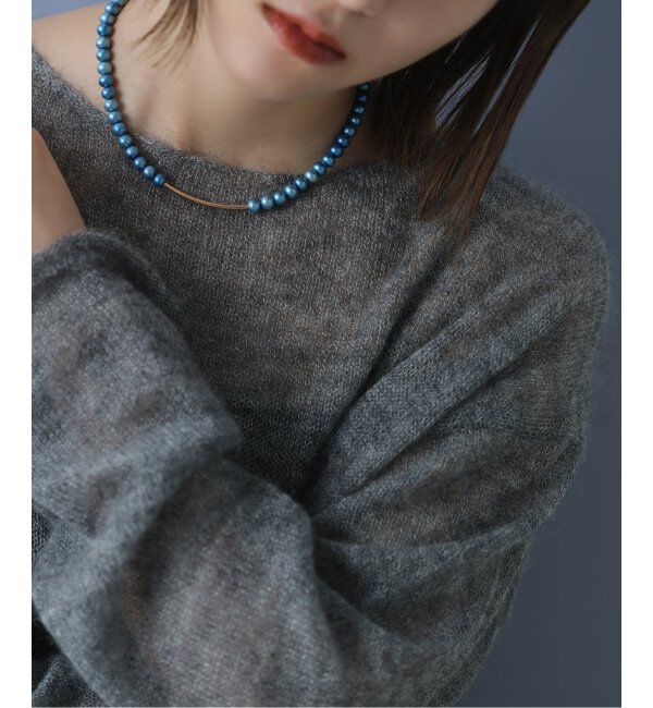 Lilas by Spick&Span「カーブパイプモチーフ7mmインディゴパールネックレス K10」|ネックレス|