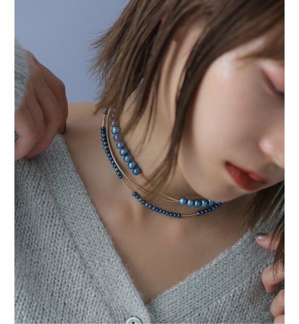 Lilas by Spick&Span「カーブパイプモチーフ7mmインディゴパールネックレス K10」|ネックレス|
