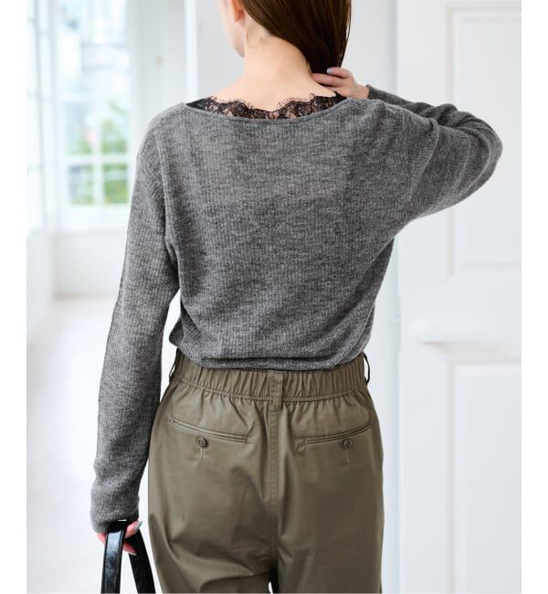 U by SPICK&SPAN「《予約》レースドッキングニット」|ニット・セーター|