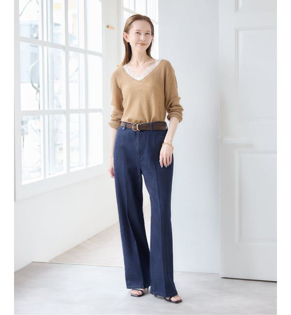 U by SPICK&SPAN「《予約》レースドッキングニット」|ニット・セーター|