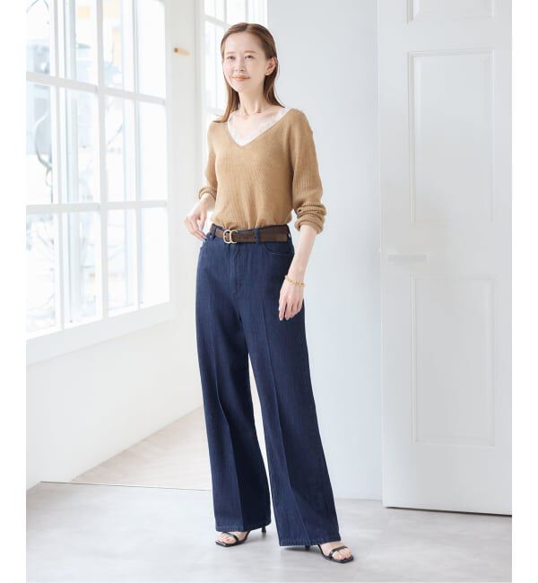U by SPICK&SPAN「《予約》レースドッキングニット」|ニット・セーター|