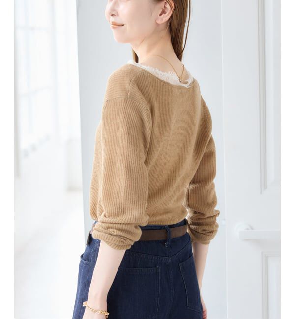 U by SPICK&SPAN「《予約》レースドッキングニット」|ニット・セーター|