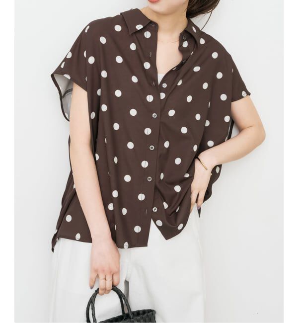 Spick and Span「《WEB限定 / 追加》ドットフレンチスリーブシャツ」|シャツ・ブラウス|