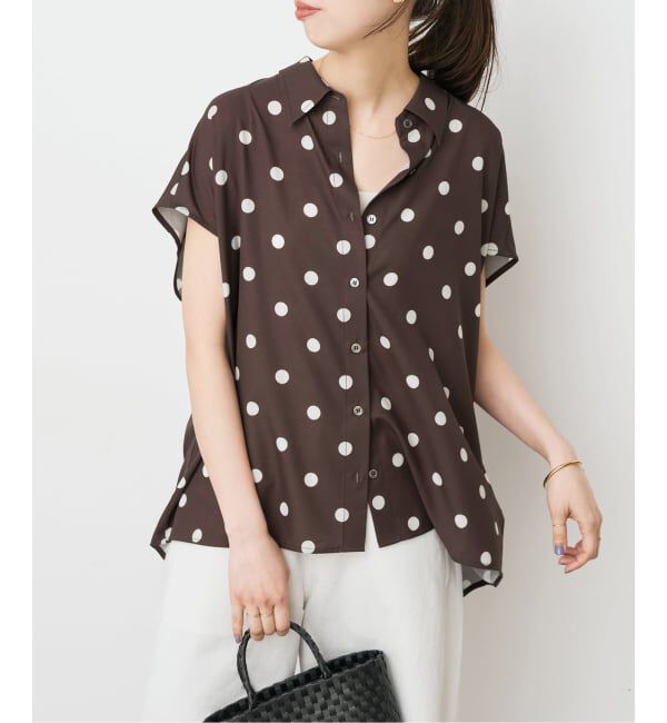 Spick and Span「《WEB限定 / 追加》ドットフレンチスリーブシャツ」|シャツ・ブラウス|