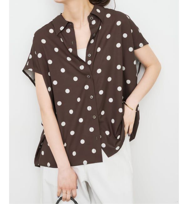 Spick and Span「《WEB限定 / 追加》ドットフレンチスリーブシャツ」|シャツ・ブラウス|ブラウンベース
