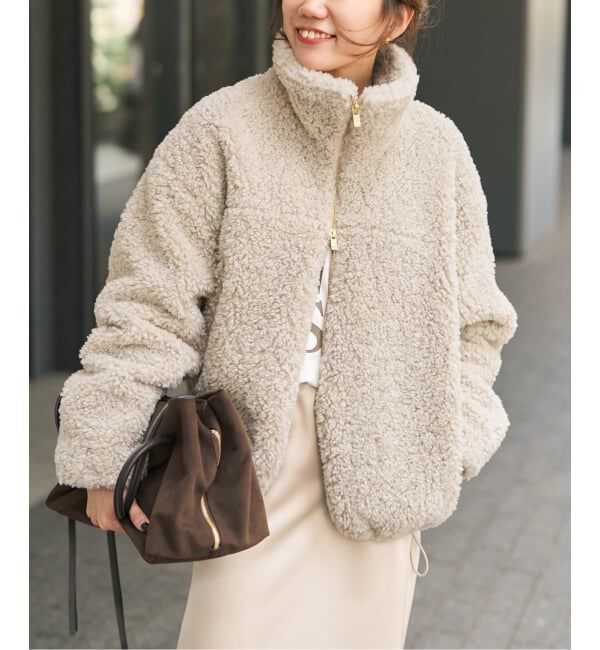 Spick and Span「《予約》スタンドZIPボアブルゾン」|その他|ベージュ A