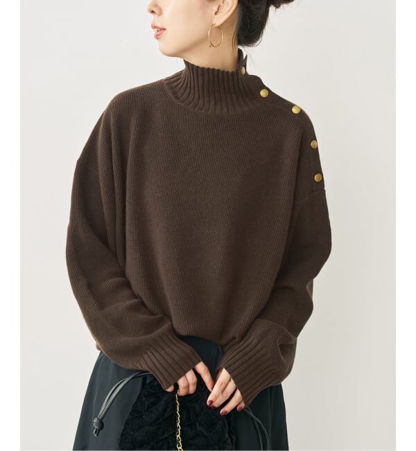 Spick and Span「《予約》ゴールドボタンハイネックニットプルオーバー」|ニット・セーター|