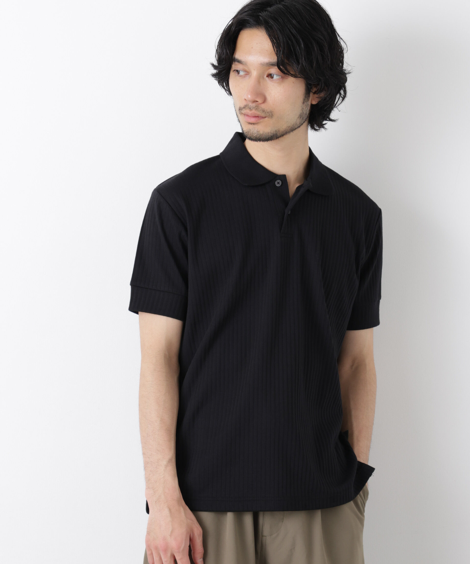 nano･universe「ワイドリブスタンダードポロシャツ 半袖」|Tシャツ・カットソー|