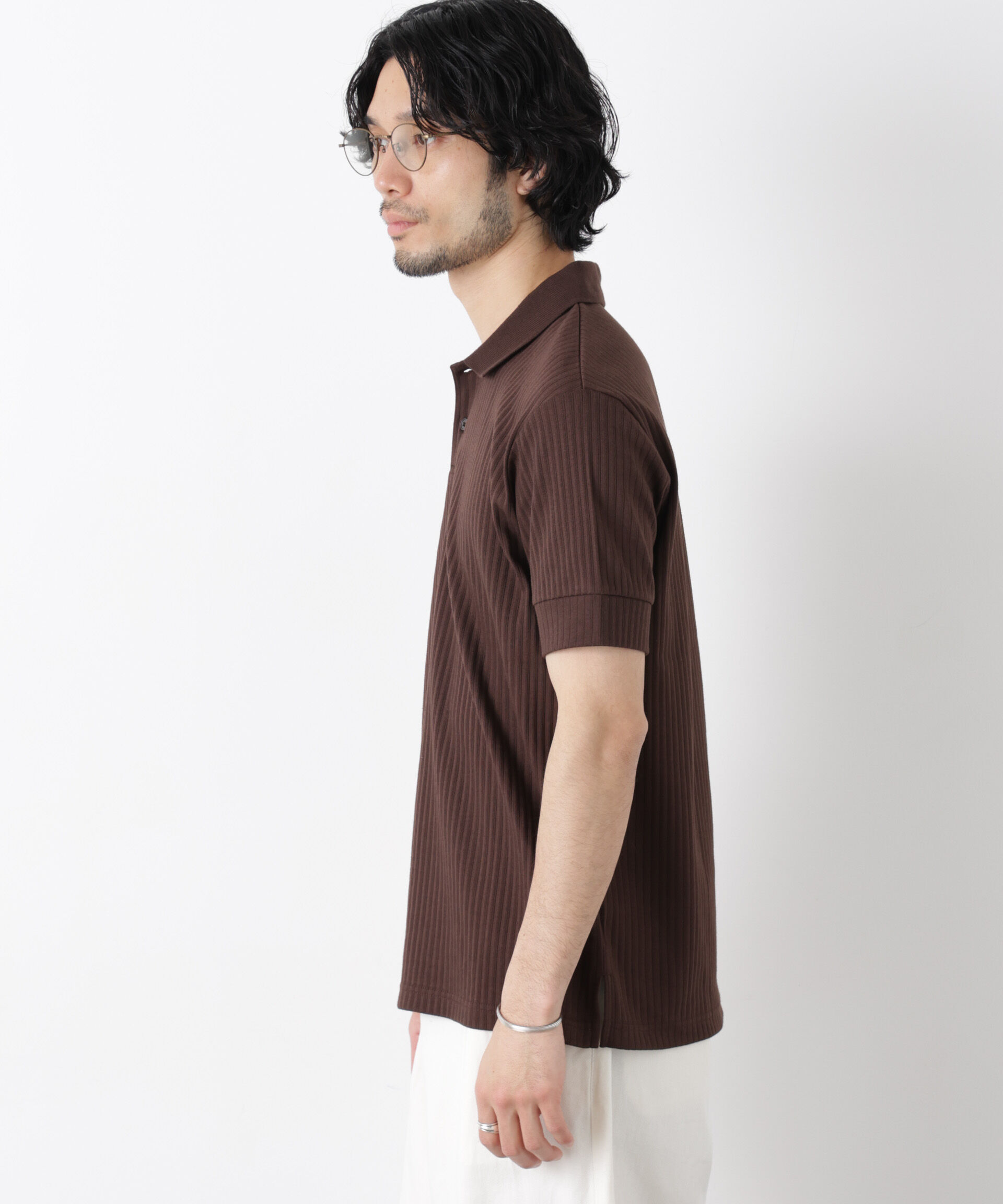 nano･universe「ワイドリブスタンダードポロシャツ 半袖」|Tシャツ・カットソー|