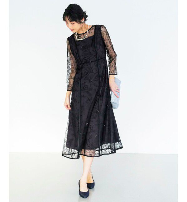 ANY SIS「【Lily Calin】グレースフラワー ドレス」|ドレス|ブラック