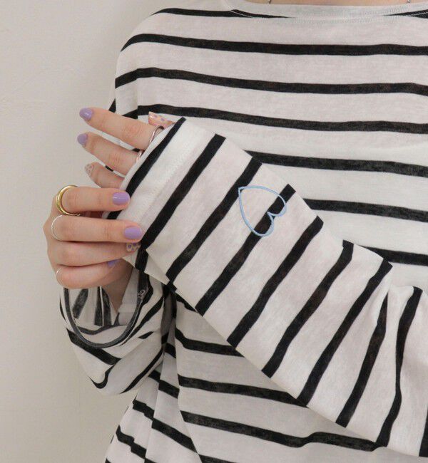 fredy emue「ハートステッチシアーボーダーロンTシャツ」|Tシャツ・カットソー|