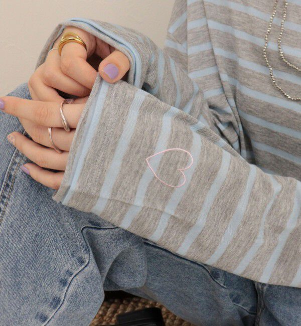 fredy emue「ハートステッチシアーボーダーロンTシャツ」|Tシャツ・カットソー|