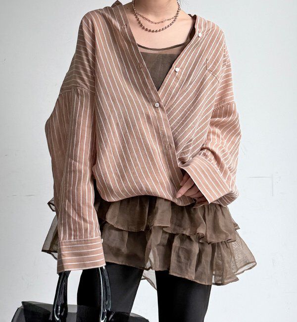  「マルチWAYストライプシャツ」|シャツ・ブラウス|モカ