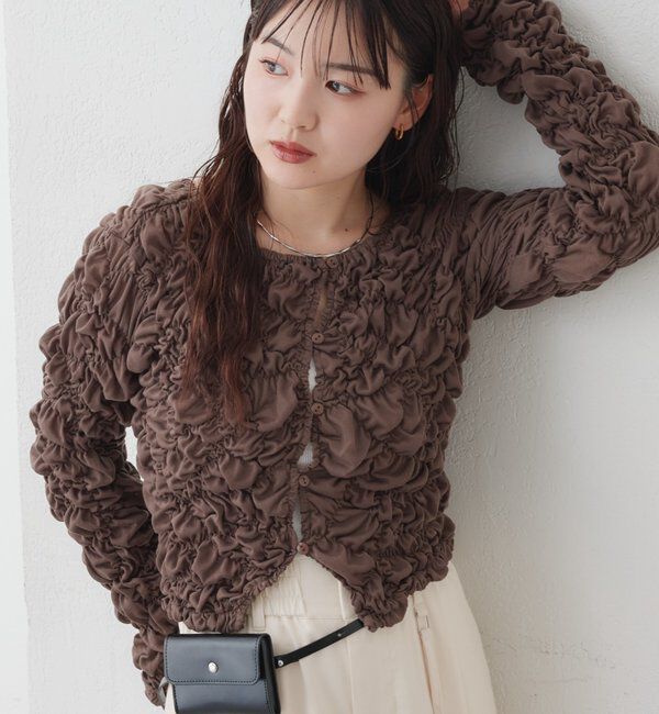  「長袖ふわふわシャーリングカーディガン」|Tシャツ・カットソー|モカ