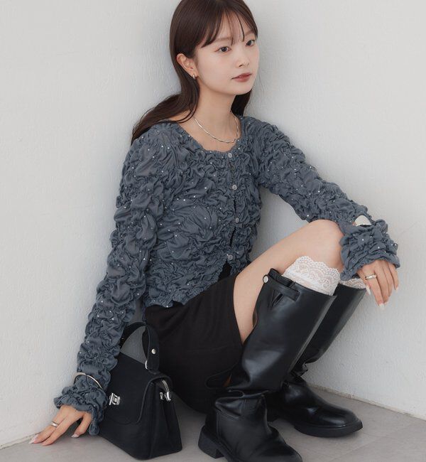  「長袖ふわふわシャーリングカーディガン」|Tシャツ・カットソー|