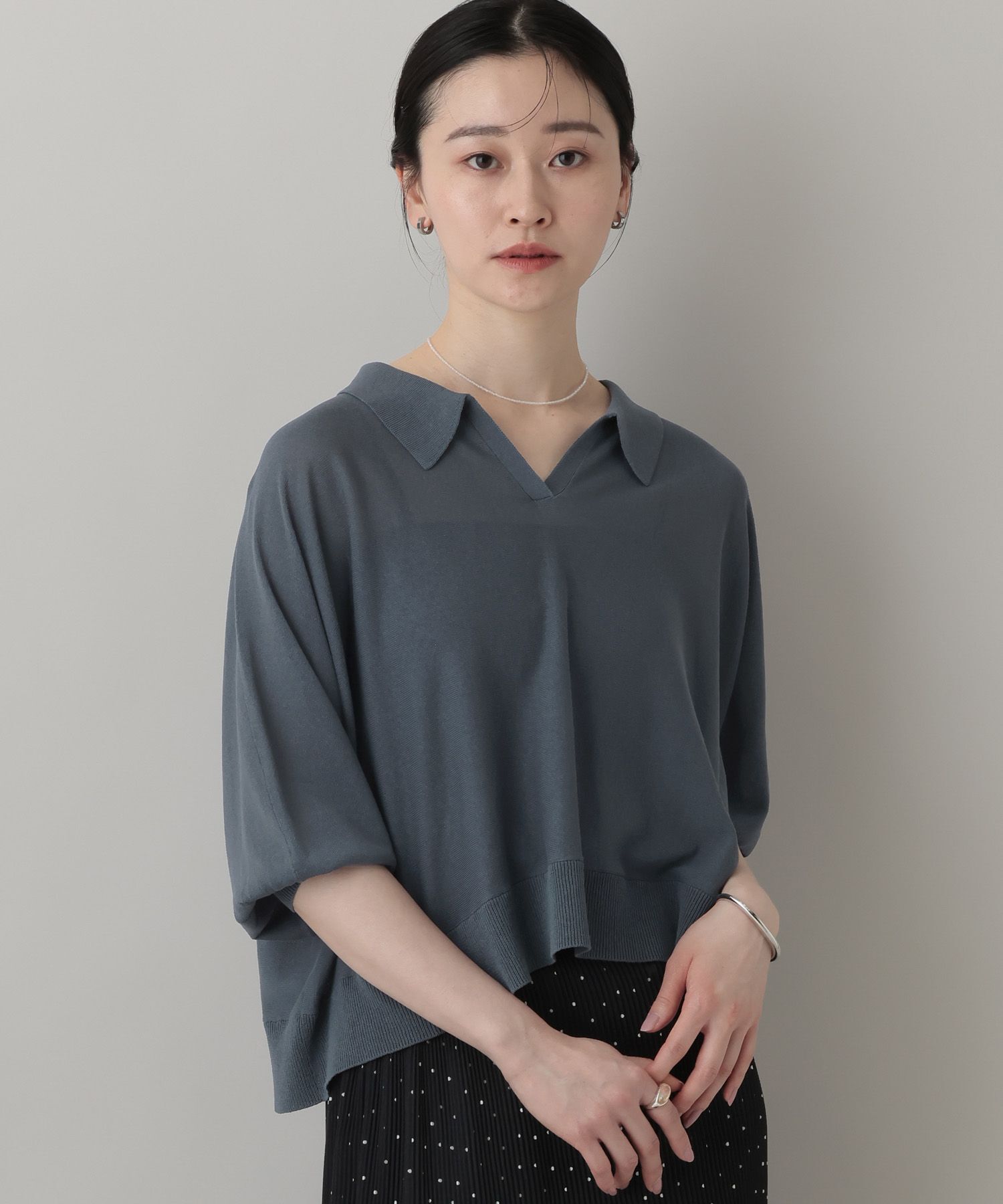 A part by 「【UVカット・接触冷感】 シアーポロニットプルオーバー_5分袖」|ニット・セーター|