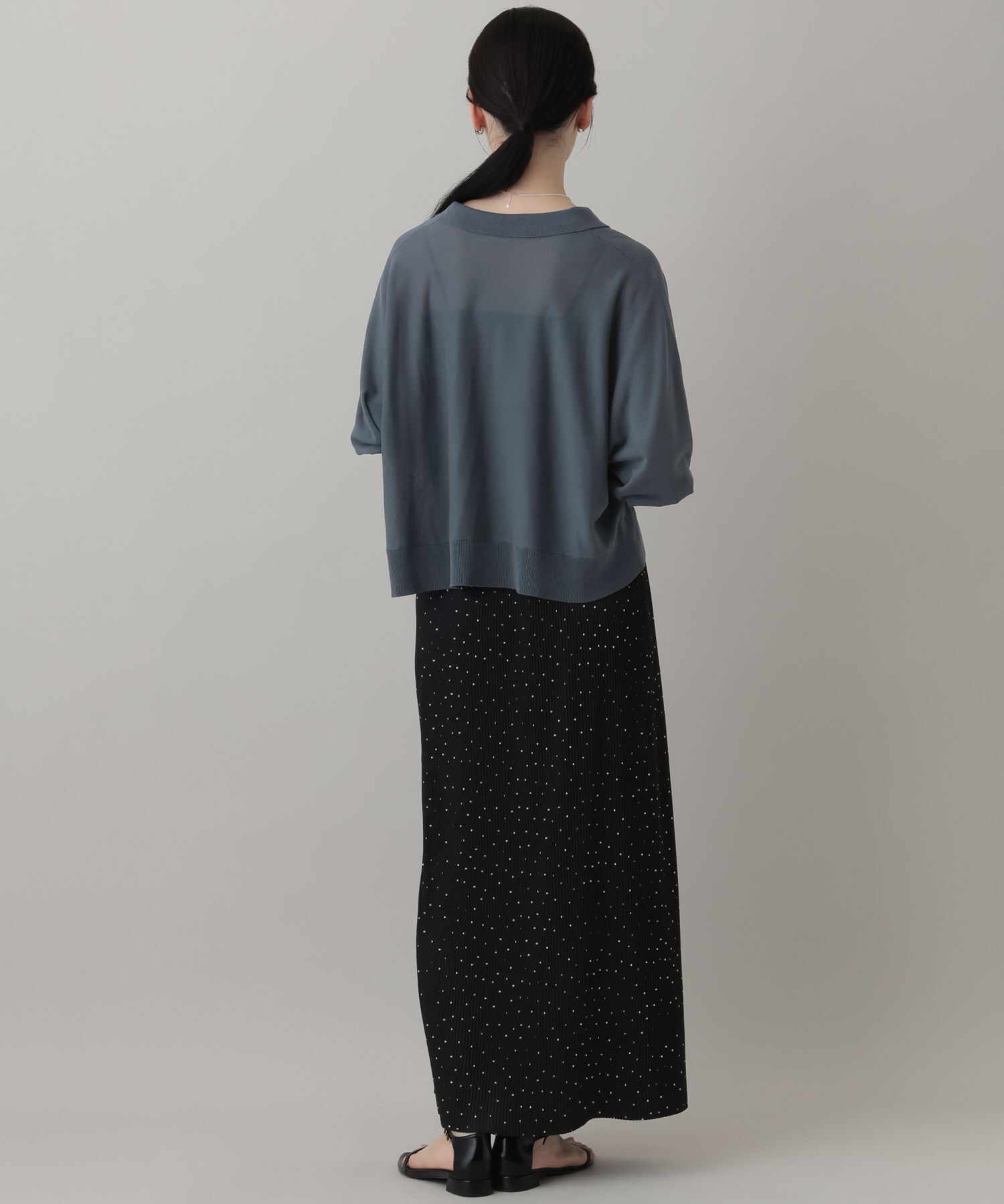 A part by 「【UVカット・接触冷感】 シアーポロニットプルオーバー_5分袖」|ニット・セーター|