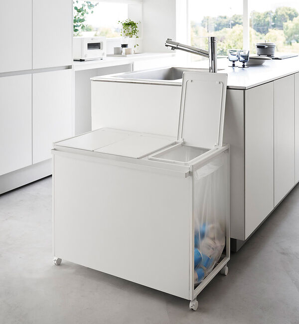 collex「【tower/タワー】蓋付き目隠し分別ダストワゴン 45L 3分別 キッチン ゴ」|食器・キッチングッズ|ホワイト