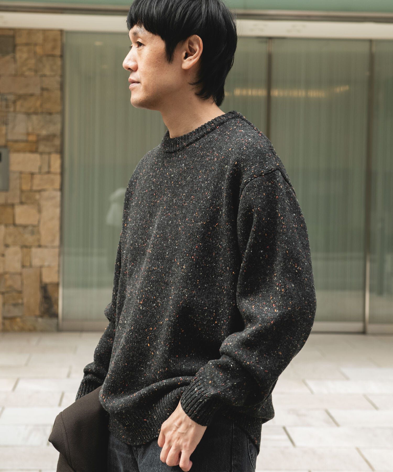 URBAN RESEARCH DOORS「ウールブレンドネップクルーネックニット」|ニット・セーター|