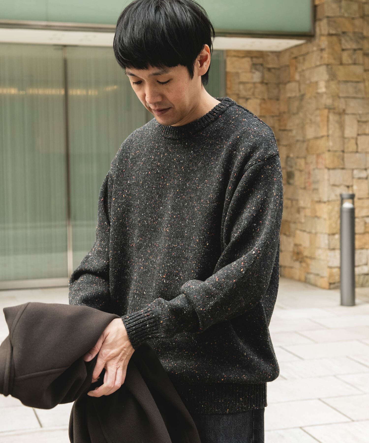 URBAN RESEARCH DOORS「ウールブレンドネップクルーネックニット」|ニット・セーター|