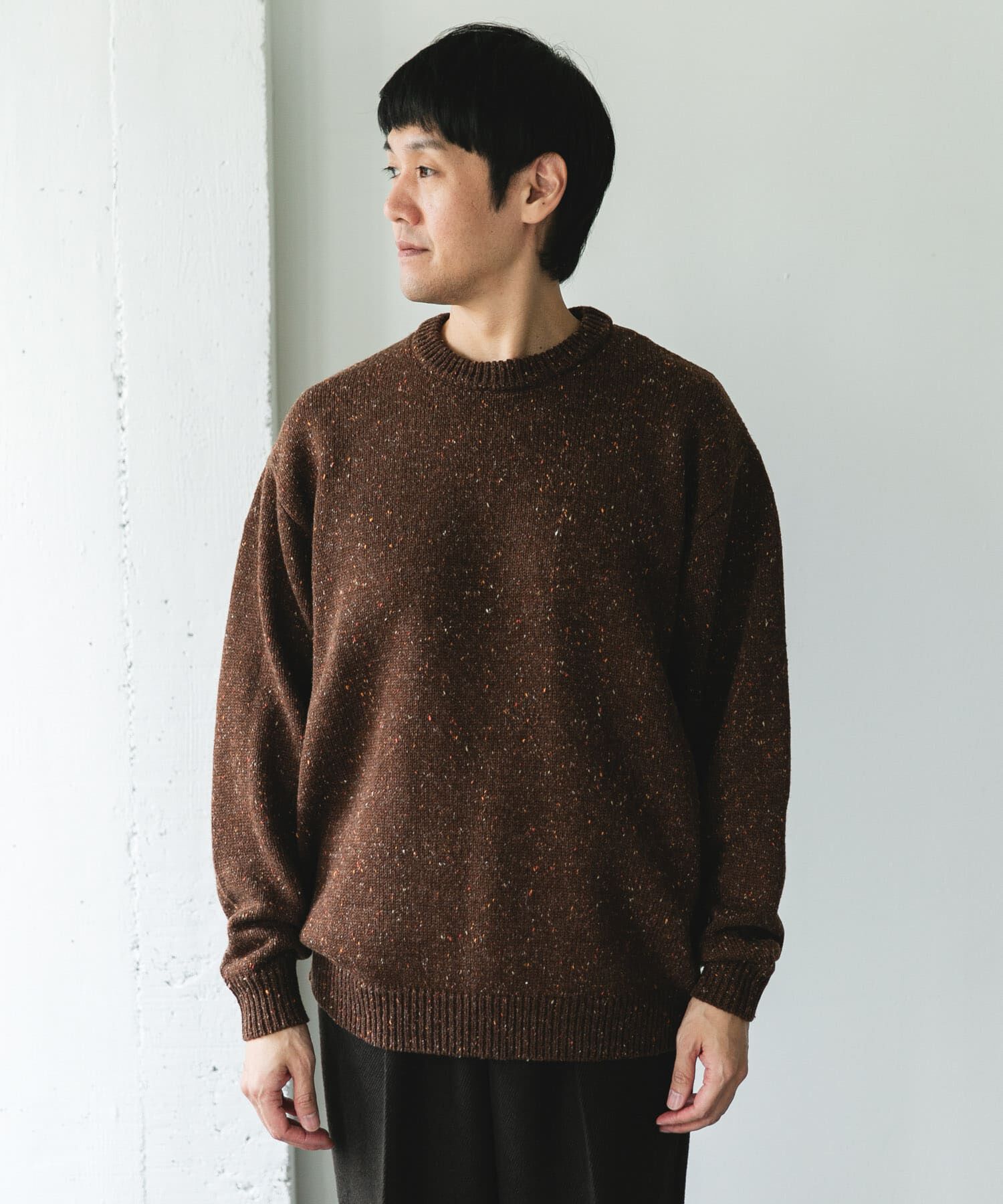 URBAN RESEARCH DOORS「ウールブレンドネップクルーネックニット」|ニット・セーター|