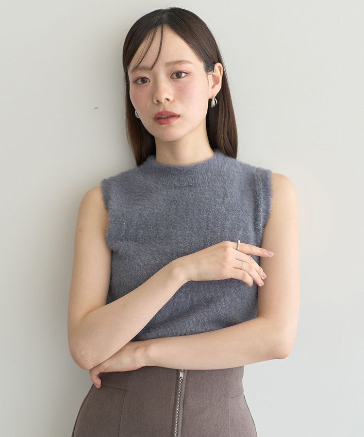 earth music&ecology「SET2点チャーム付きシャギーニット＋インナー」|カーディガン|