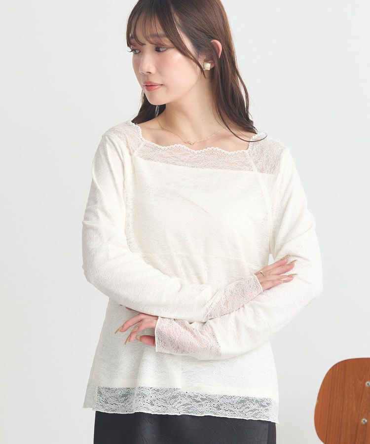 earth music&ecology「あったかフェミニンインナー(2wayネック)」|Tシャツ・カットソー|Off White