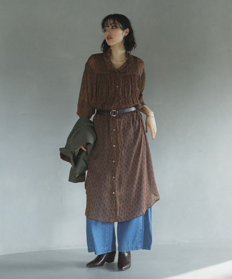 Green Parks「花柄シフォン楊柳ワンピース」|ワンピース|