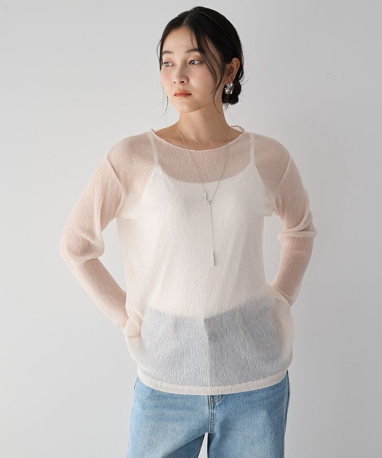 YECCA VECCA「袖レースシアートップス」|Tシャツ・カットソー|