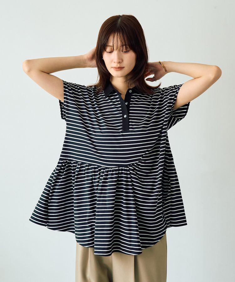 YECCA VECCA「アシメボーダーポロシャツ」|Tシャツ・カットソー|