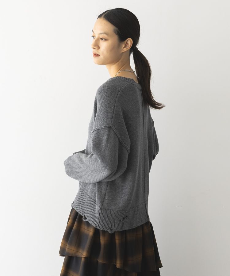 GARAGE OF GOOD CLOTHING「Vネックダメージショートニットプルオーバー」|ニット・セーター|