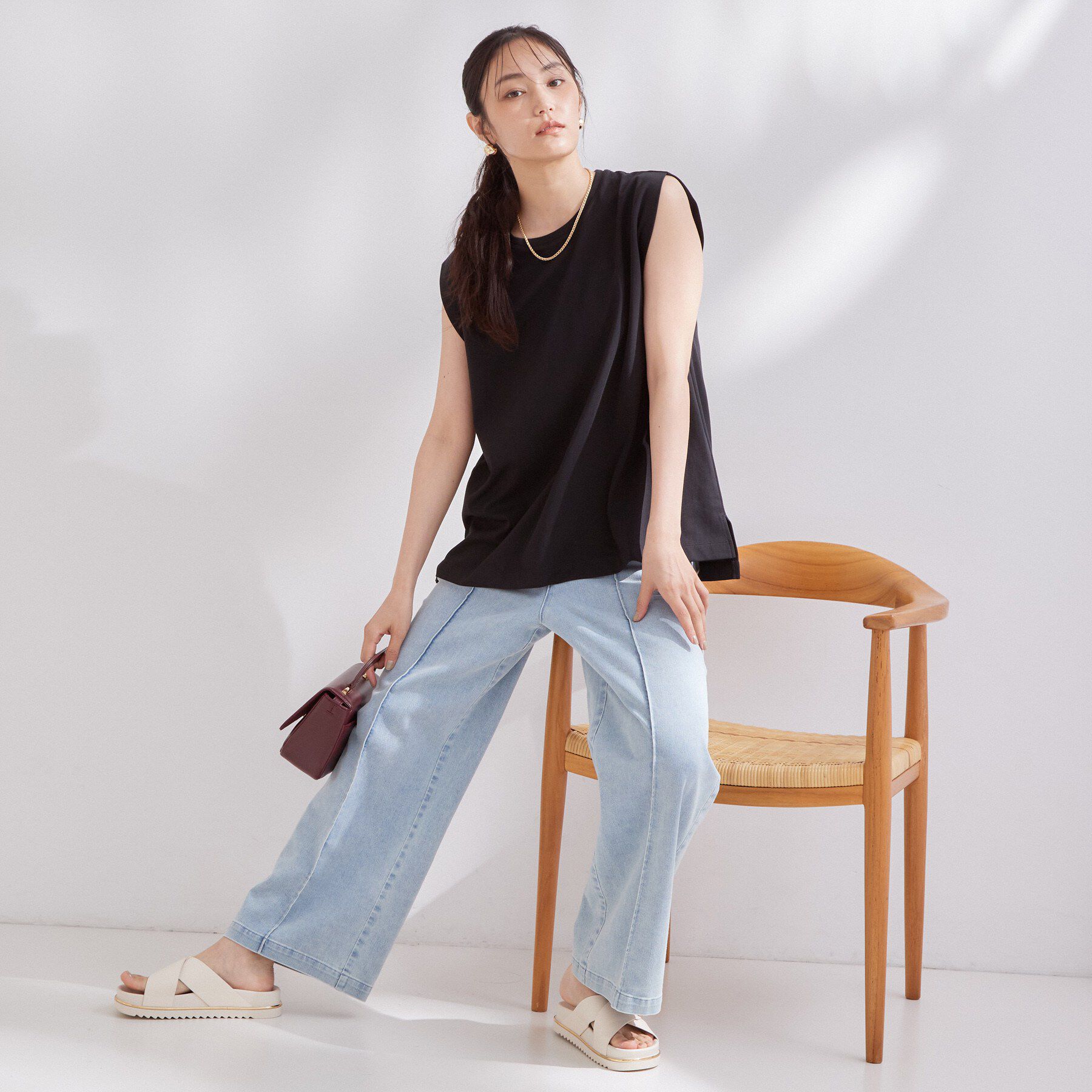 OPAQUE.CLIP「【UV／接触冷感】スーパーアイス ノースリーブカットソー《洗濯機OK》」|Tシャツ・カットソー|