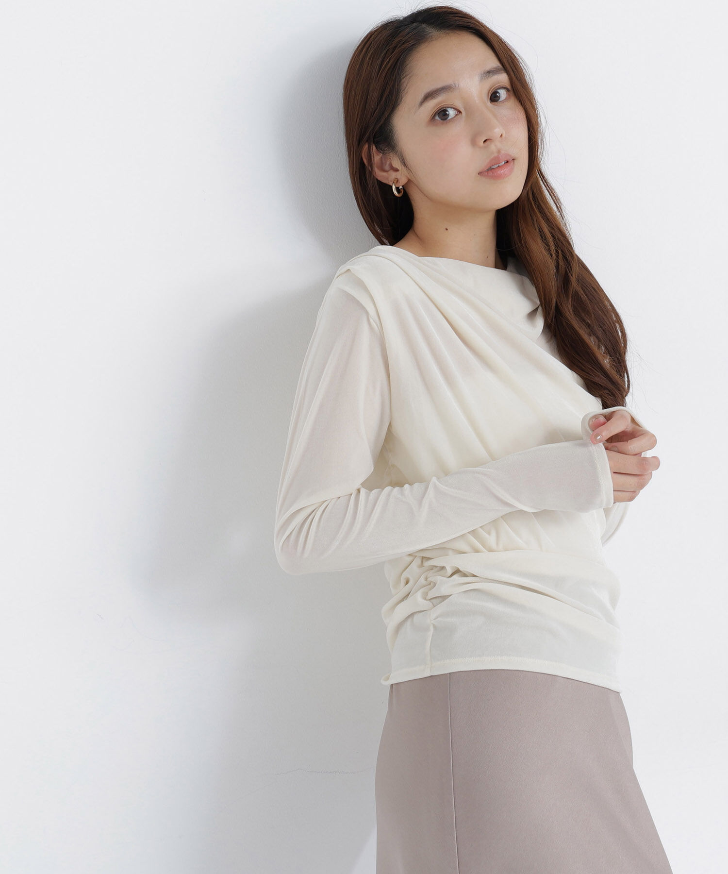  「ベロアドレープカットソー」|Tシャツ・カットソー|オフホワイト1