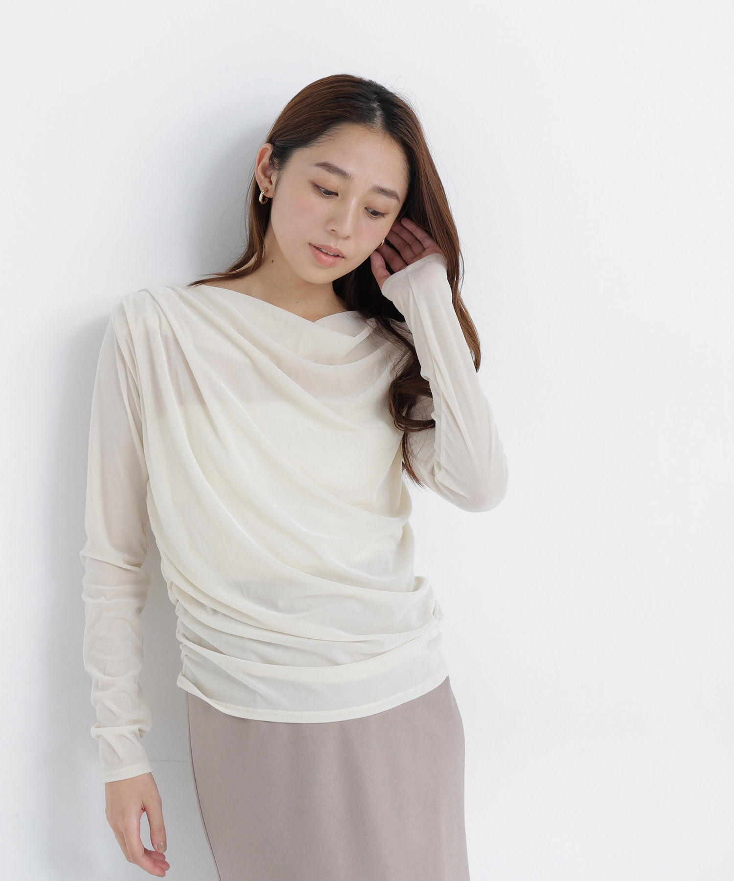  「ベロアドレープカットソー」|Tシャツ・カットソー|