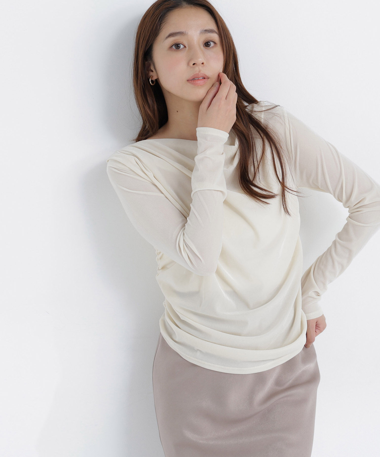  「ベロアドレープカットソー」|Tシャツ・カットソー|