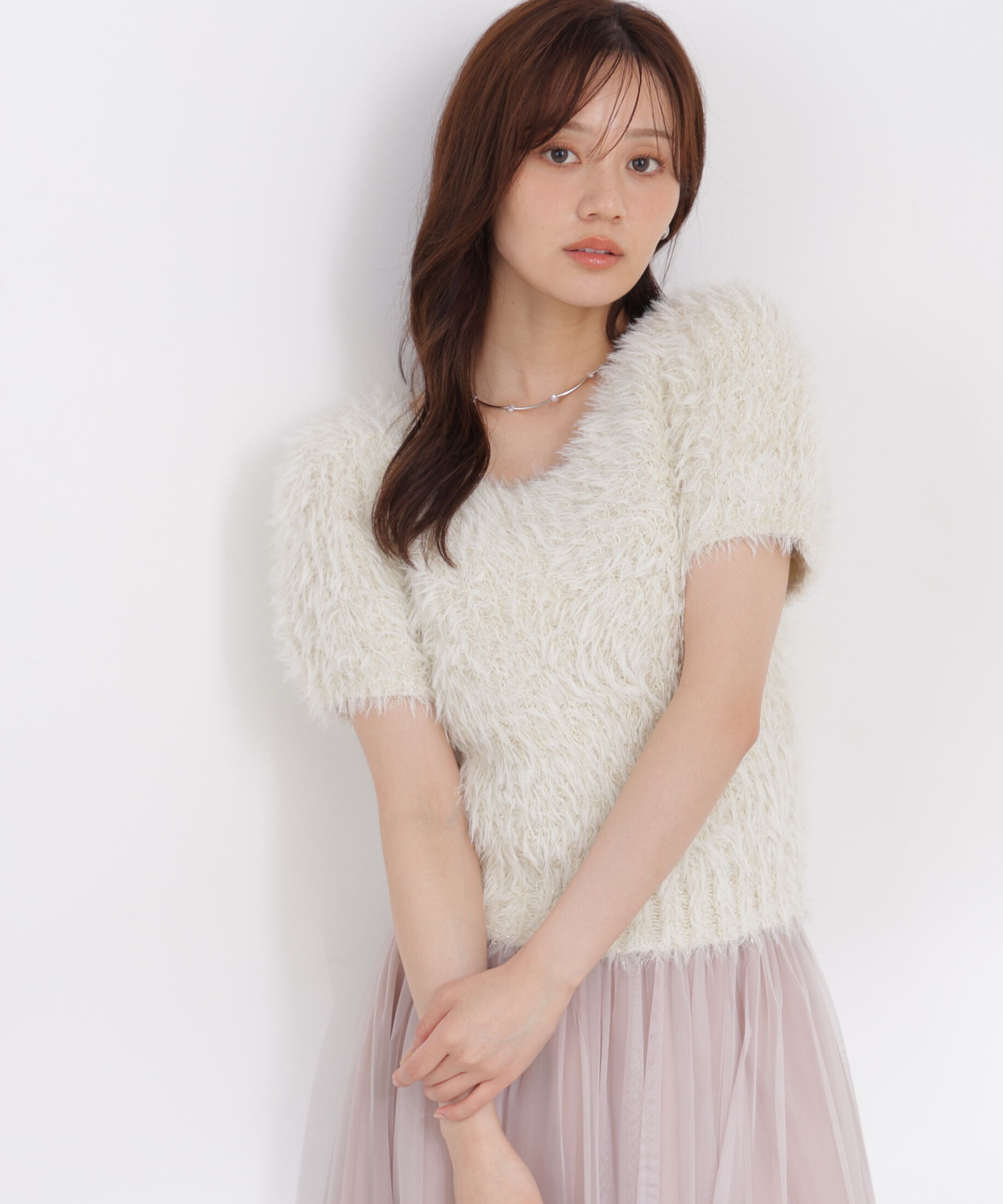 PROPORTION BODY DRESSING「ラメフェザーニット」|ニット・セーター|エクリュ1